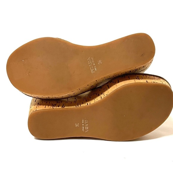 Prada cork wedge heels, authentic, size US 6, - Picture 12 of 16